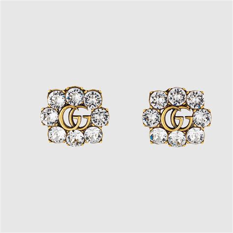 gucci gold double g earrings|Gucci 18k amethyst earrings.